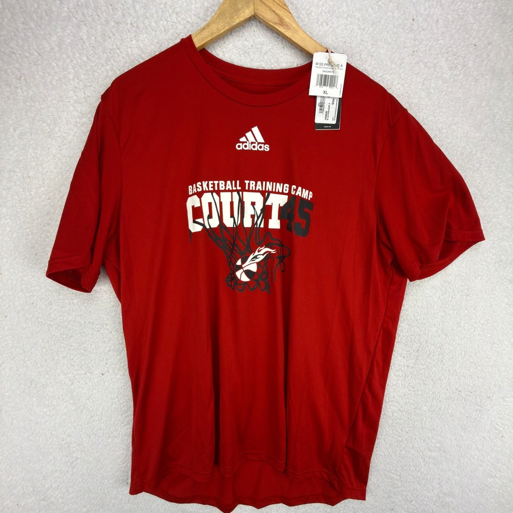Adidas Basketball Training Camp Court 45 Shirt Mens XL Red Graphic Tee HT3979